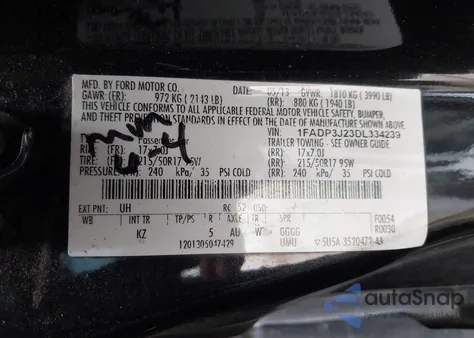 2013 Ford Focus Titanium from USA, damaged, VIN 1FADP3J23DL334239